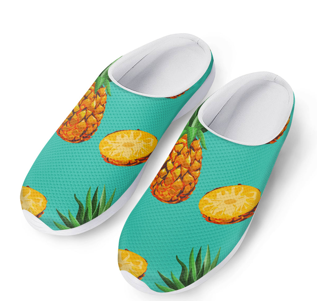 Pastel Turquoise Pineapple Pattern Print Mesh Casual Shoes