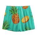 Pastel Turquoise Pineapple Pattern Print Mesh Shorts