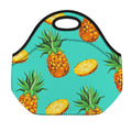 Pastel Turquoise Pineapple Pattern Print Neoprene Lunch Bag