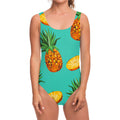 Pastel Turquoise Pineapple Pattern Print One Piece Swimsuit