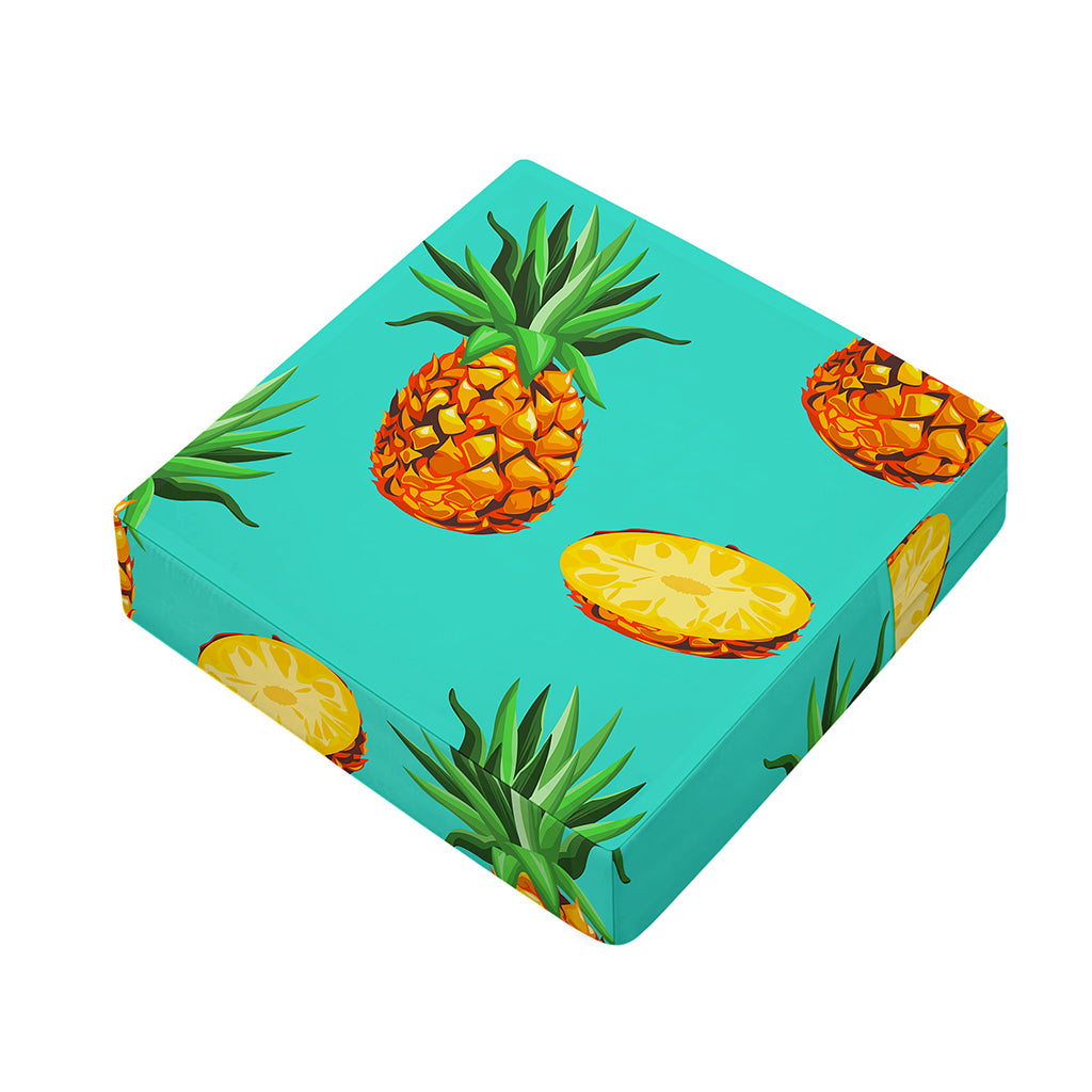 Pastel Turquoise Pineapple Pattern Print Outdoor Seat Cushion Cover