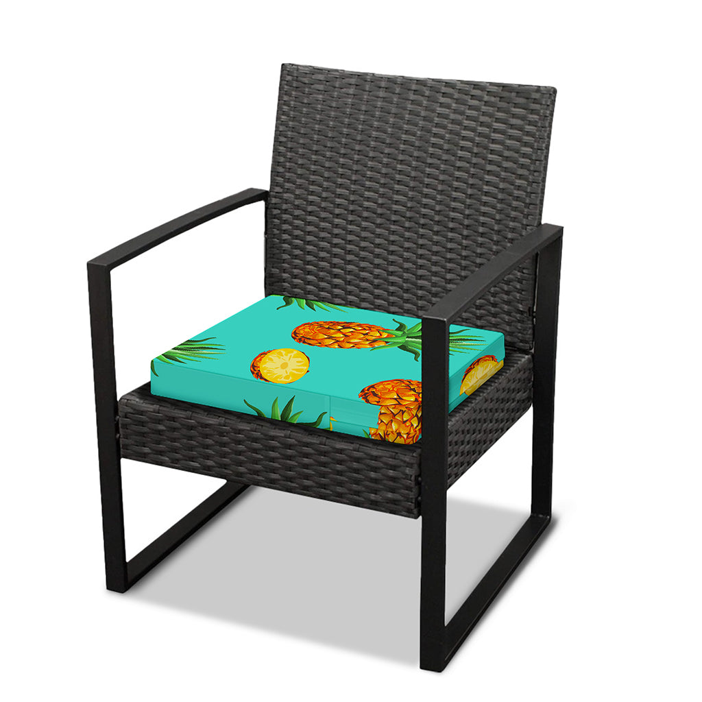Pastel Turquoise Pineapple Pattern Print Outdoor Seat Cushion Cover
