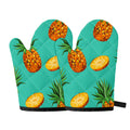Pastel Turquoise Pineapple Pattern Print Oven Mitts