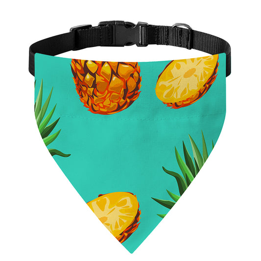 Pastel Turquoise Pineapple Pattern Print Over The Collar Dog Bandana
