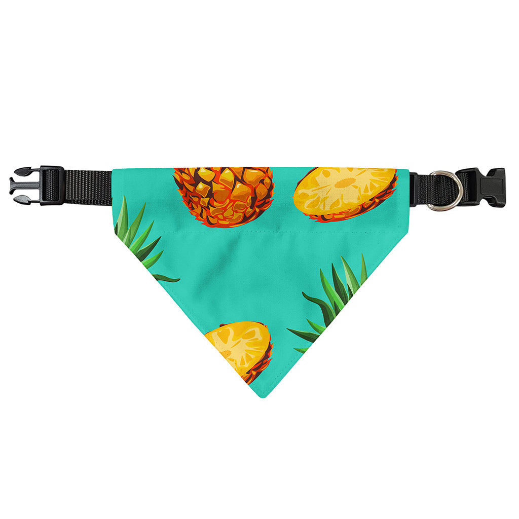 Pastel Turquoise Pineapple Pattern Print Over The Collar Dog Bandana