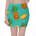 Pastel Turquoise Pineapple Pattern Print Pencil Mini Skirt