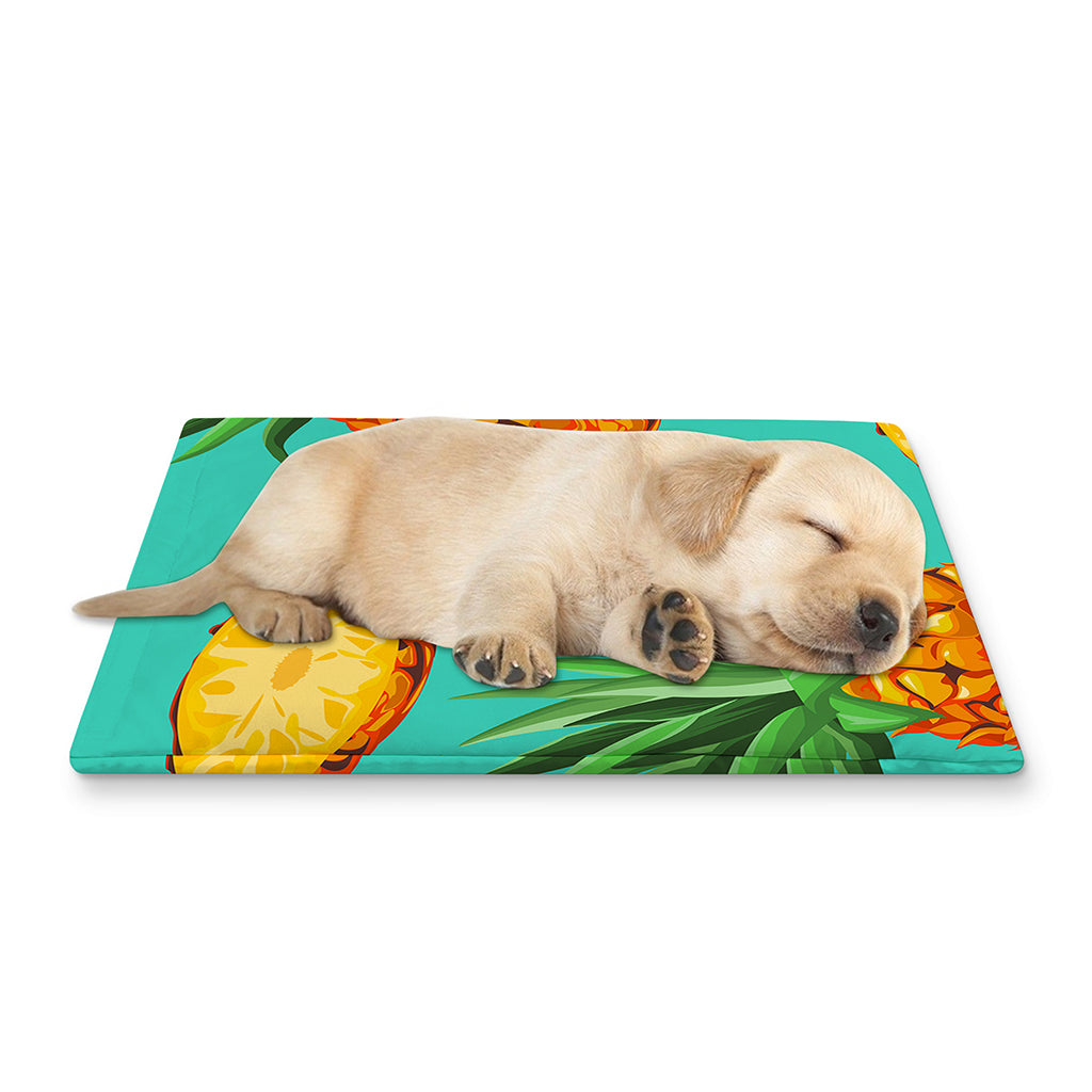Pastel Turquoise Pineapple Pattern Print Pet Cooling Mat Cover