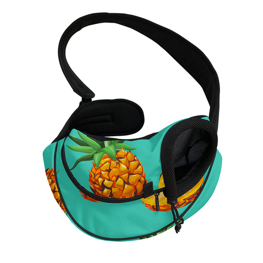 Pastel Turquoise Pineapple Pattern Print Pet Sling Carrier