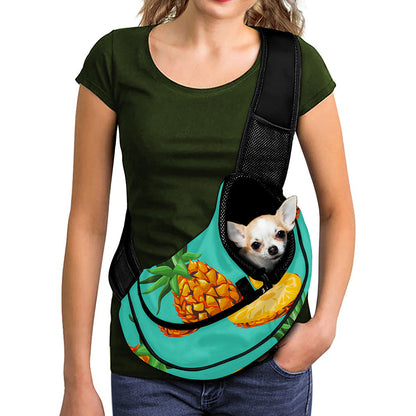 Pastel Turquoise Pineapple Pattern Print Pet Sling Carrier