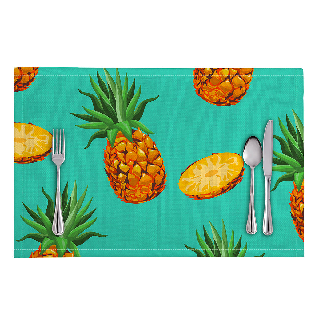 Pastel Turquoise Pineapple Pattern Print Placemat