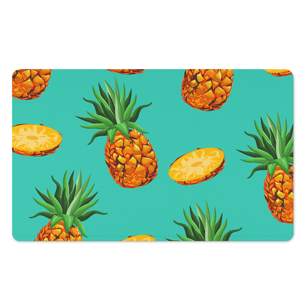 Pastel Turquoise Pineapple Pattern Print Polyester Doormat