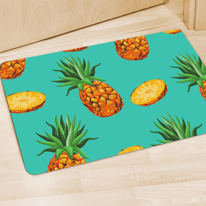 Pastel Turquoise Pineapple Pattern Print Polyester Doormat