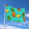 Pastel Turquoise Pineapple Pattern Print Polyester Flag