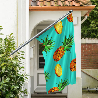 Pastel Turquoise Pineapple Pattern Print Polyester Flag