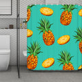 Pastel Turquoise Pineapple Pattern Print Polyester Shower Curtain