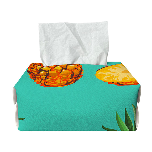 Pastel Turquoise Pineapple Pattern Print Rectangle Tissue Box Cover