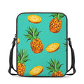 Pastel Turquoise Pineapple Pattern Print Rectangular Crossbody Bag
