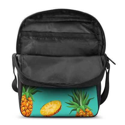 Pastel Turquoise Pineapple Pattern Print Rectangular Crossbody Bag