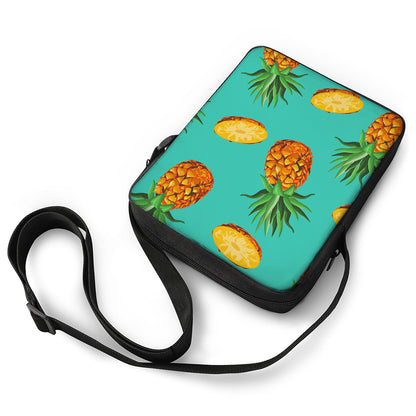 Pastel Turquoise Pineapple Pattern Print Rectangular Crossbody Bag