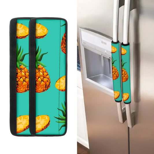Pastel Turquoise Pineapple Pattern Print Refrigerator Handle Covers