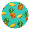 Pastel Turquoise Pineapple Pattern Print Round Blanket
