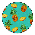 Pastel Turquoise Pineapple Pattern Print Round Floor Mat