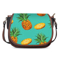 Pastel Turquoise Pineapple Pattern Print Saddle Bag