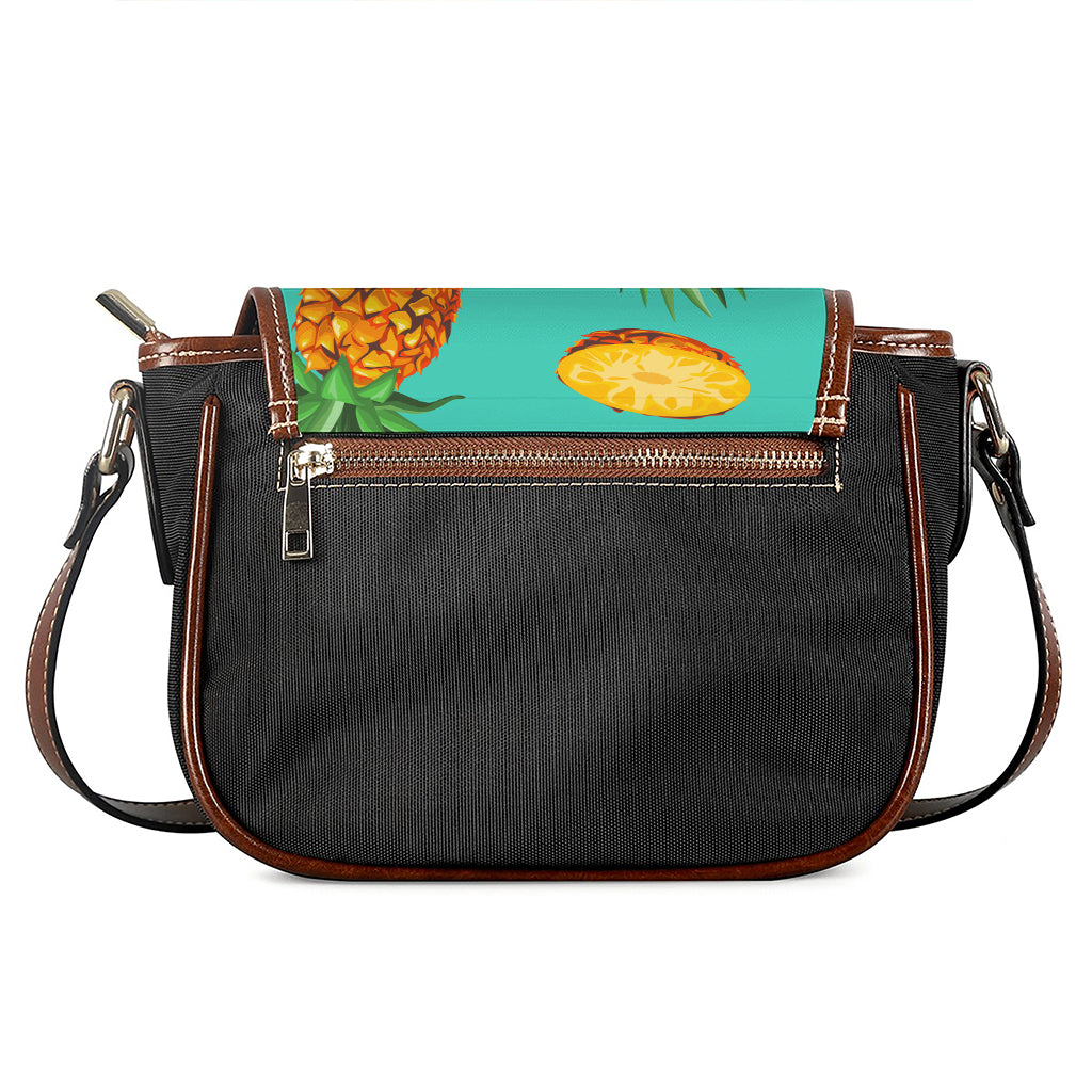 Pastel Turquoise Pineapple Pattern Print Saddle Bag