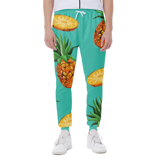 Pastel Turquoise Pineapple Pattern Print Scuba Joggers