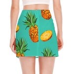 Pastel Turquoise Pineapple Pattern Print Side Slit Mini Skirt