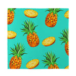 Pastel Turquoise Pineapple Pattern Print Silk Bandana