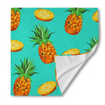 Pastel Turquoise Pineapple Pattern Print Silk Bandana