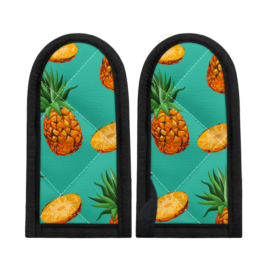 Pastel Turquoise Pineapple Pattern Print Skillet Handle Cover