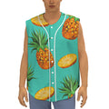 Pastel Turquoise Pineapple Pattern Print Sleeveless Baseball Jersey