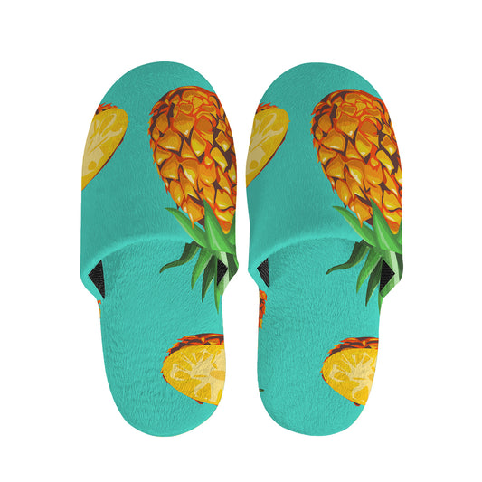 Pastel Turquoise Pineapple Pattern Print Slippers