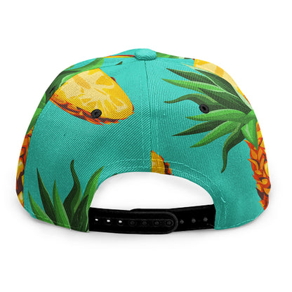 Pastel Turquoise Pineapple Pattern Print Snapback Cap