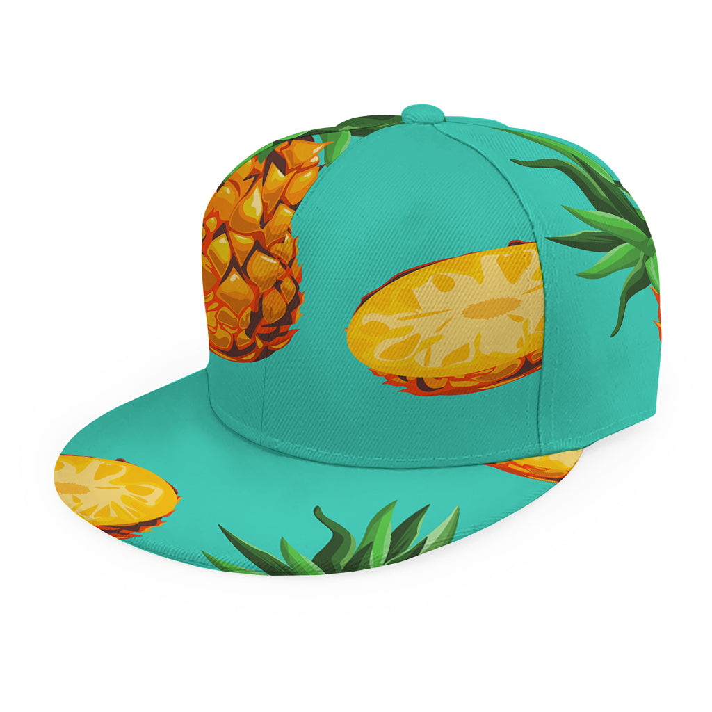 Pastel Turquoise Pineapple Pattern Print Snapback Cap