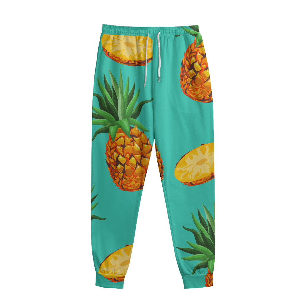 Pastel Turquoise Pineapple Pattern Print Sweatpants