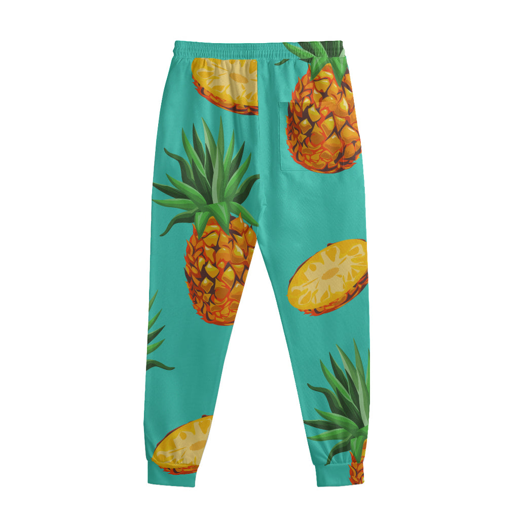 Pastel Turquoise Pineapple Pattern Print Sweatpants