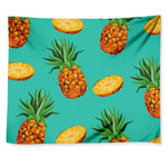 Pastel Turquoise Pineapple Pattern Print Tapestry