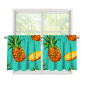 Pastel Turquoise Pineapple Pattern Print Tier Curtains