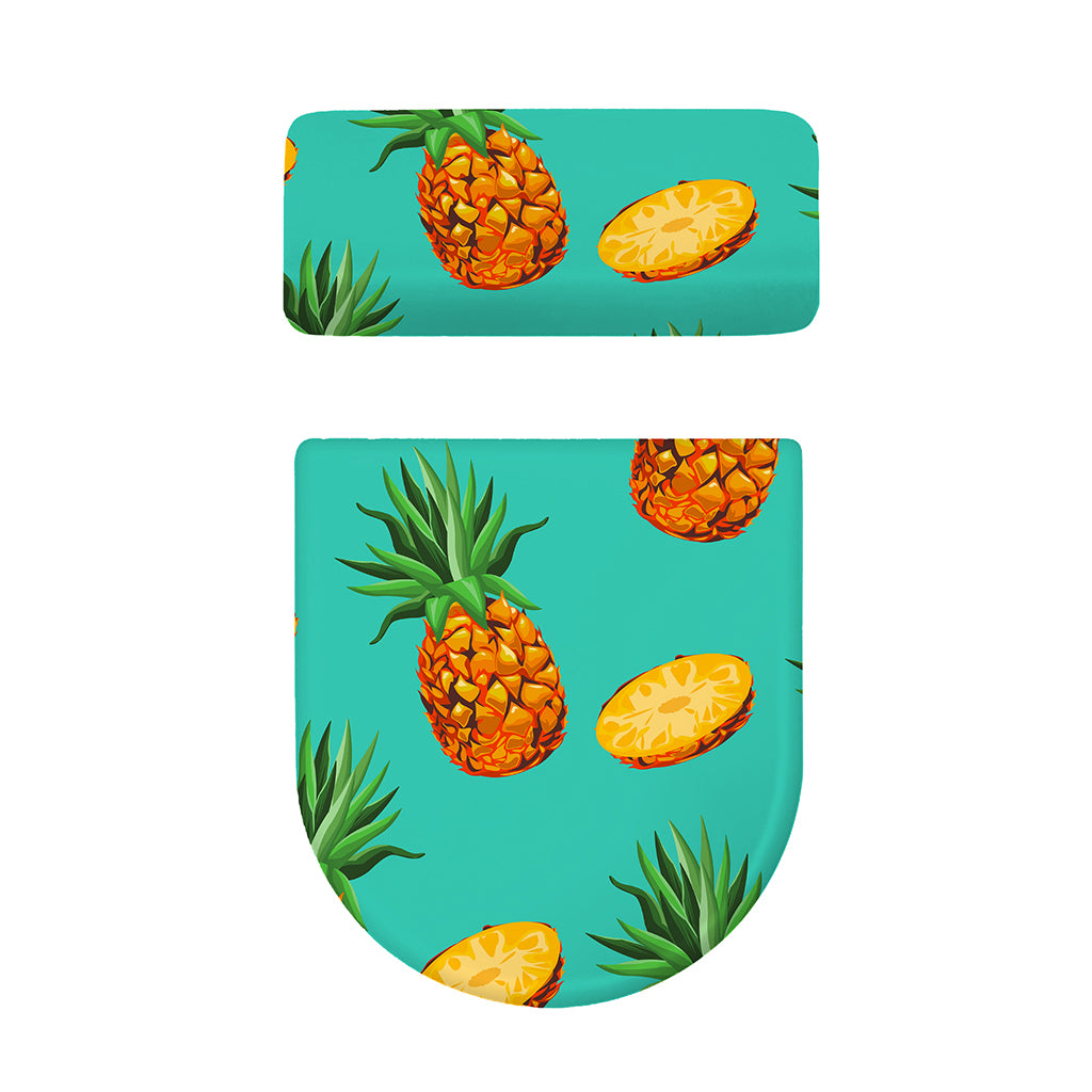 Pastel Turquoise Pineapple Pattern Print Toilet Lid And Tank Cover Set