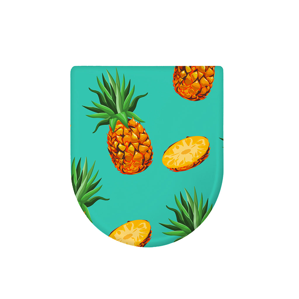 Pastel Turquoise Pineapple Pattern Print Toilet Lid Cover