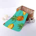 Pastel Turquoise Pineapple Pattern Print Towel