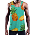Pastel Turquoise Pineapple Pattern Print Men's Workout Tank Top