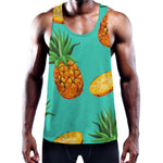 Pastel Turquoise Pineapple Pattern Print Training Tank Top