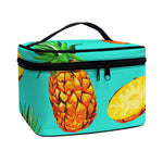 Pastel Turquoise Pineapple Pattern Print Travel Makeup Bag