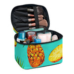 Pastel Turquoise Pineapple Pattern Print Travel Makeup Bag