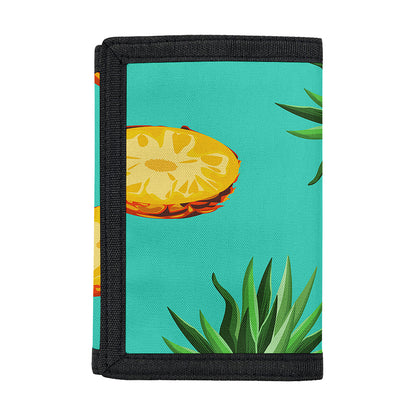 Pastel Turquoise Pineapple Pattern Print Trifold Wallet