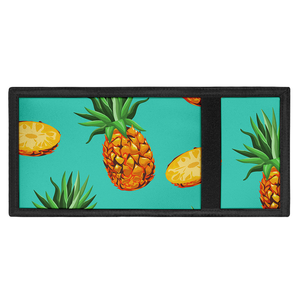 Pastel Turquoise Pineapple Pattern Print Trifold Wallet